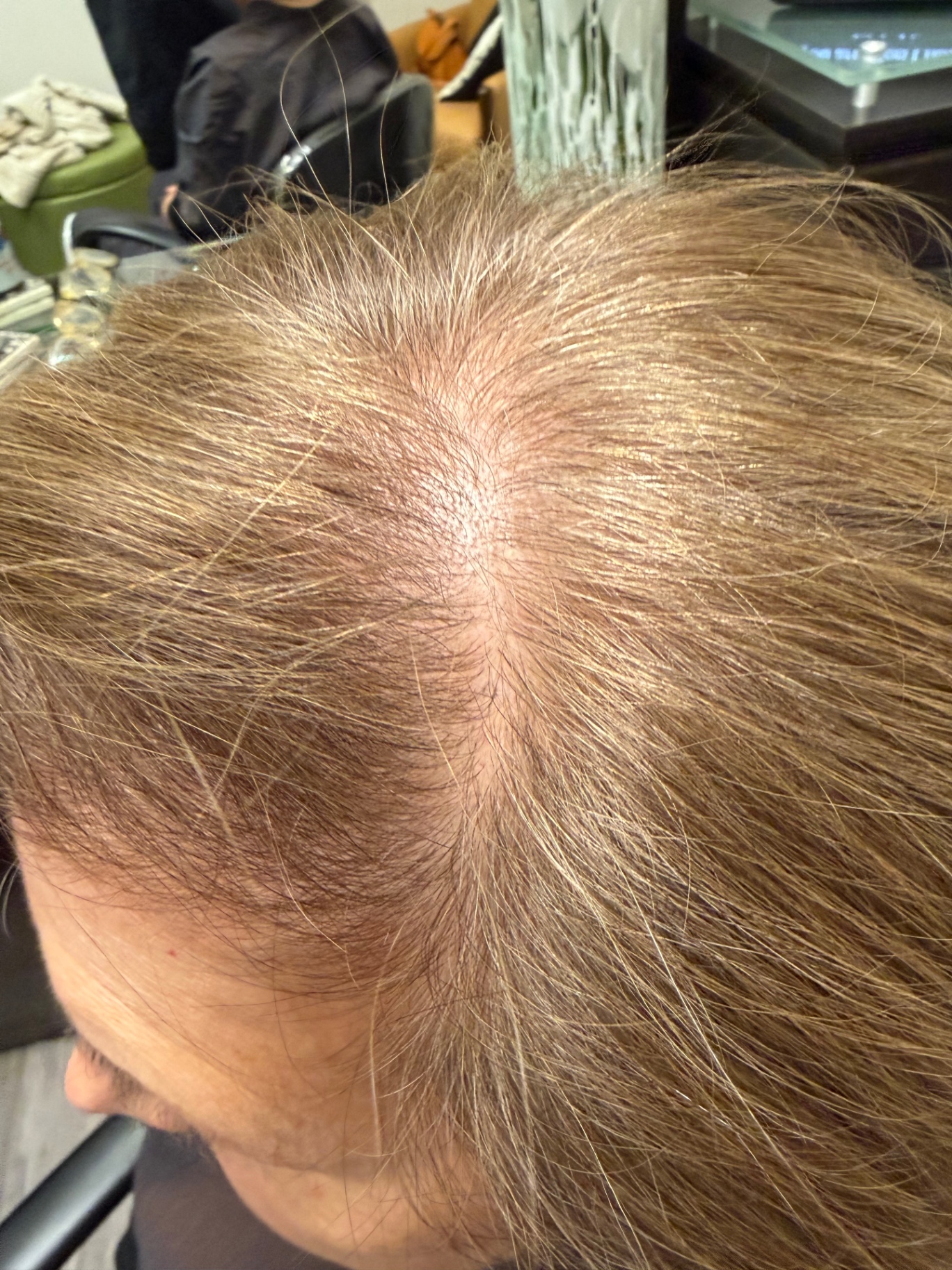 After gray blending root touch-up on a client over 40 at Ray Rose Style, Austin, Texas.
